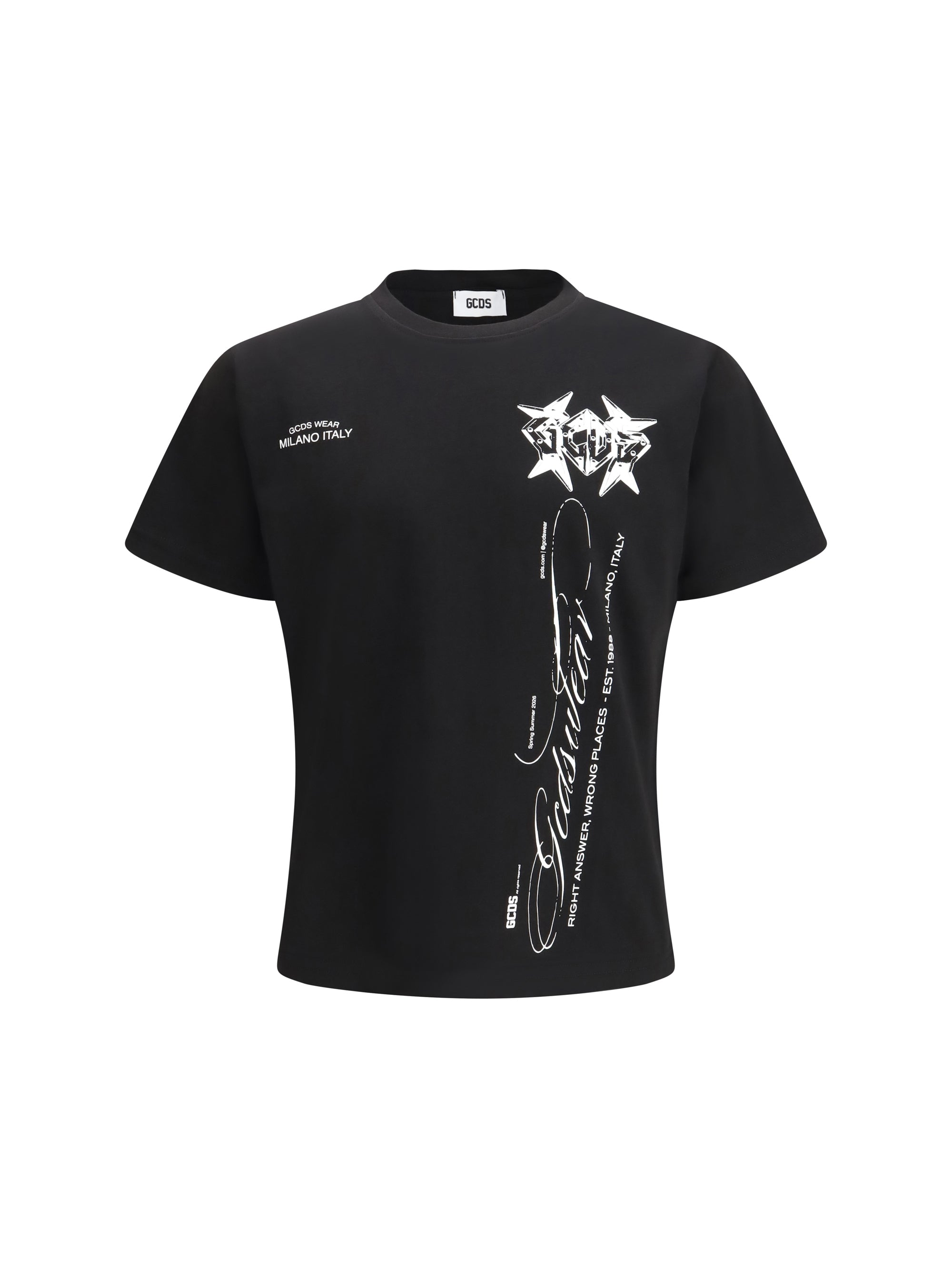 History Print Cotton T-Shirt — Black
