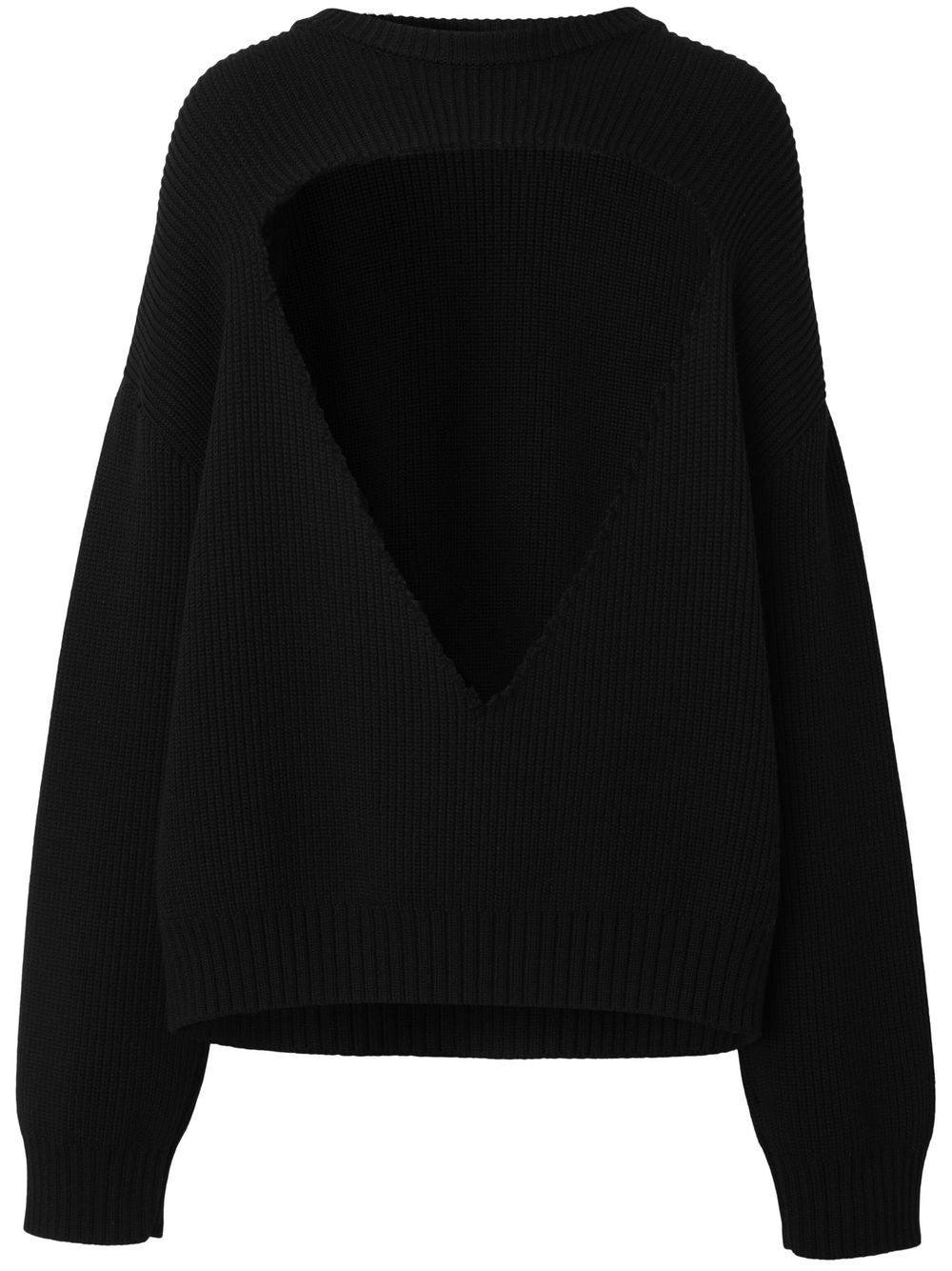 Cut-out wool jumper - Black