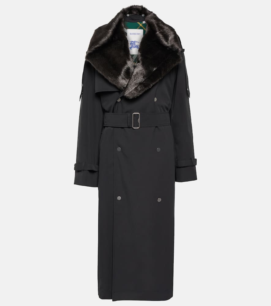 Kennington faux fur-trimmed trench coat