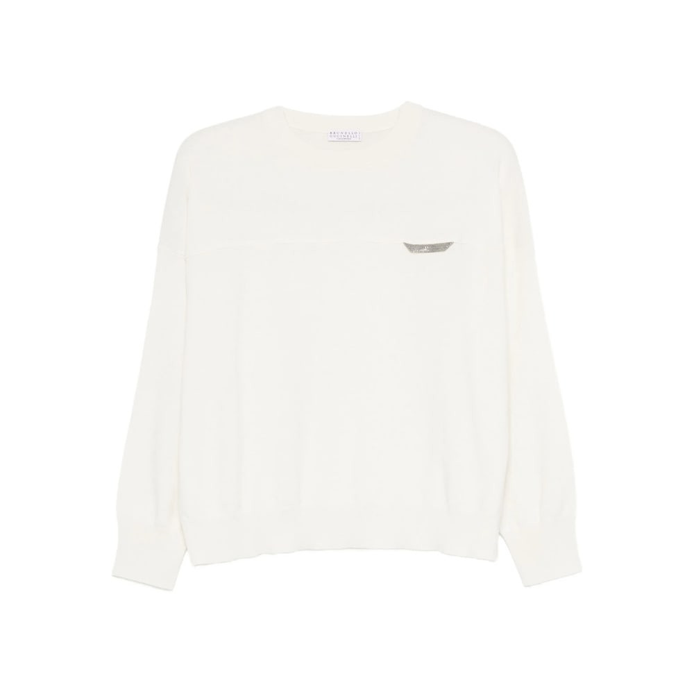 Embellished crew-neck T-shirt - Neutrals