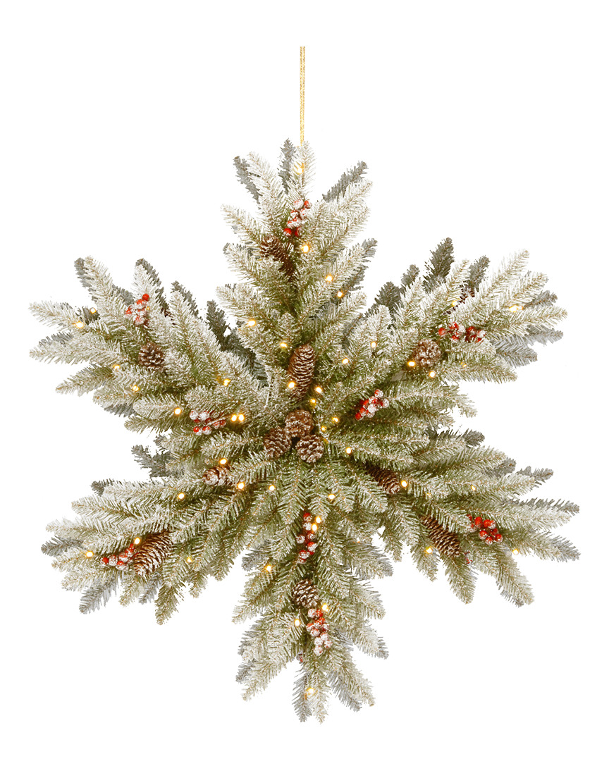 National Tree Company 32In Snowy Dunhill Fir Double-Sided Snowflake With 100 Warm White Led Lights & Timer