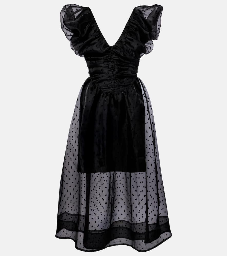 Polka-dot organza midi dress