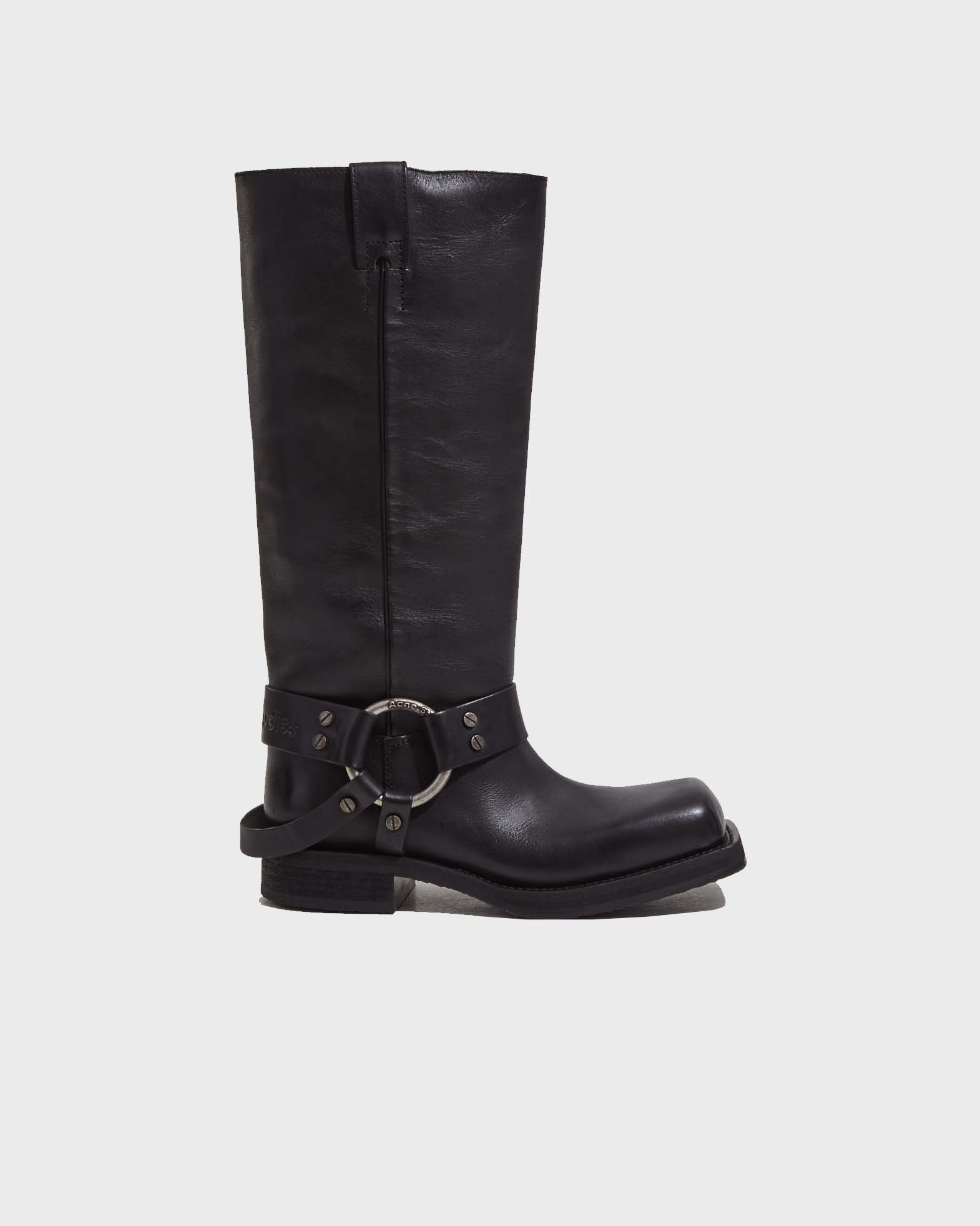 Acne Studios Buckle Leather Boots Black EUR