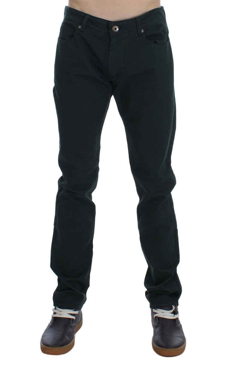 Cotton Denim Stretch Jeans — Green