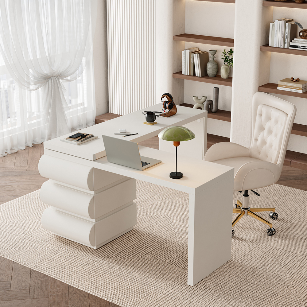 Humply Modern Minimalist Style L Shaped Desk Solid 1520mm Executive Office Desk