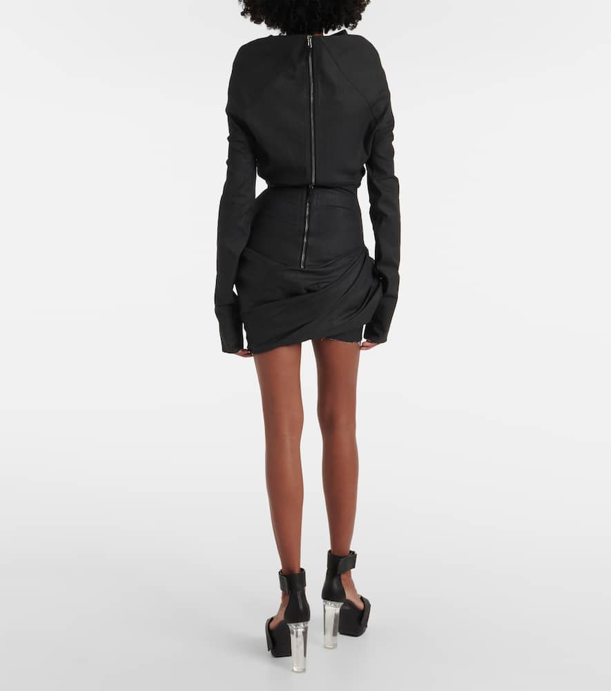 Draped cotton-blend miniskirt