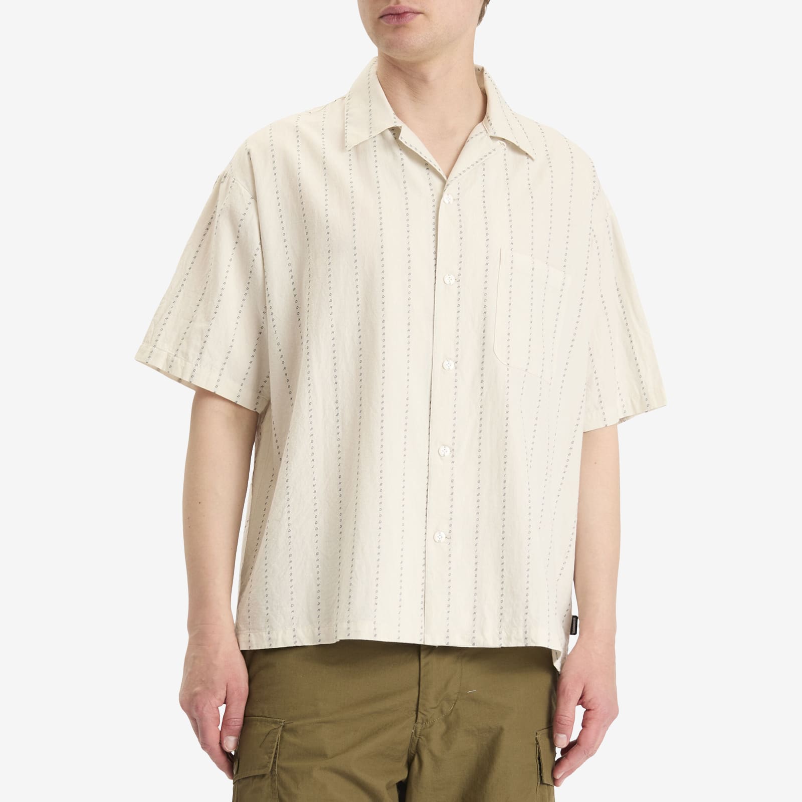 Men's Dobby Stripe Hawaiian Shirt Ivory