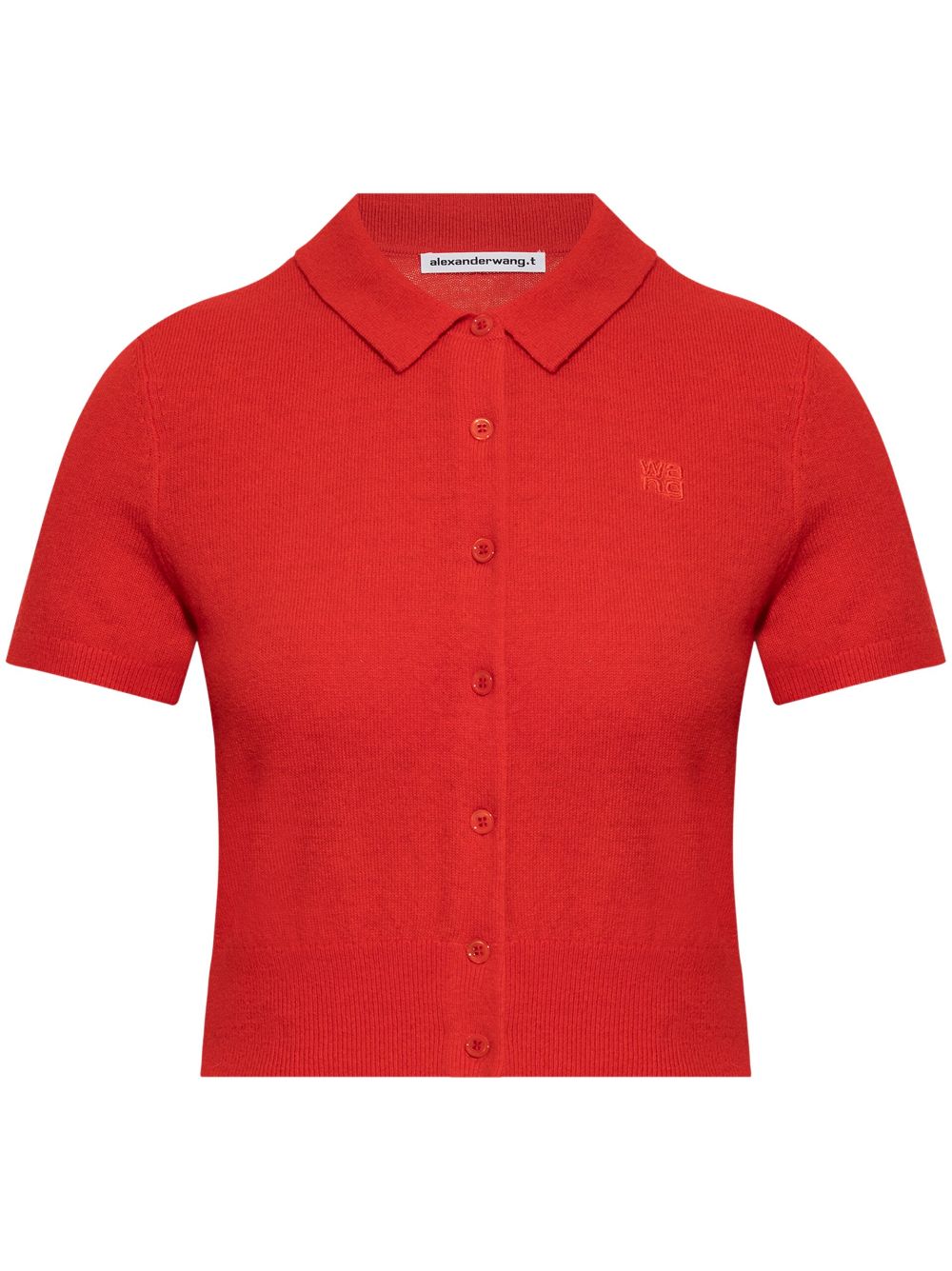 Short-sleeved knitted top - Red