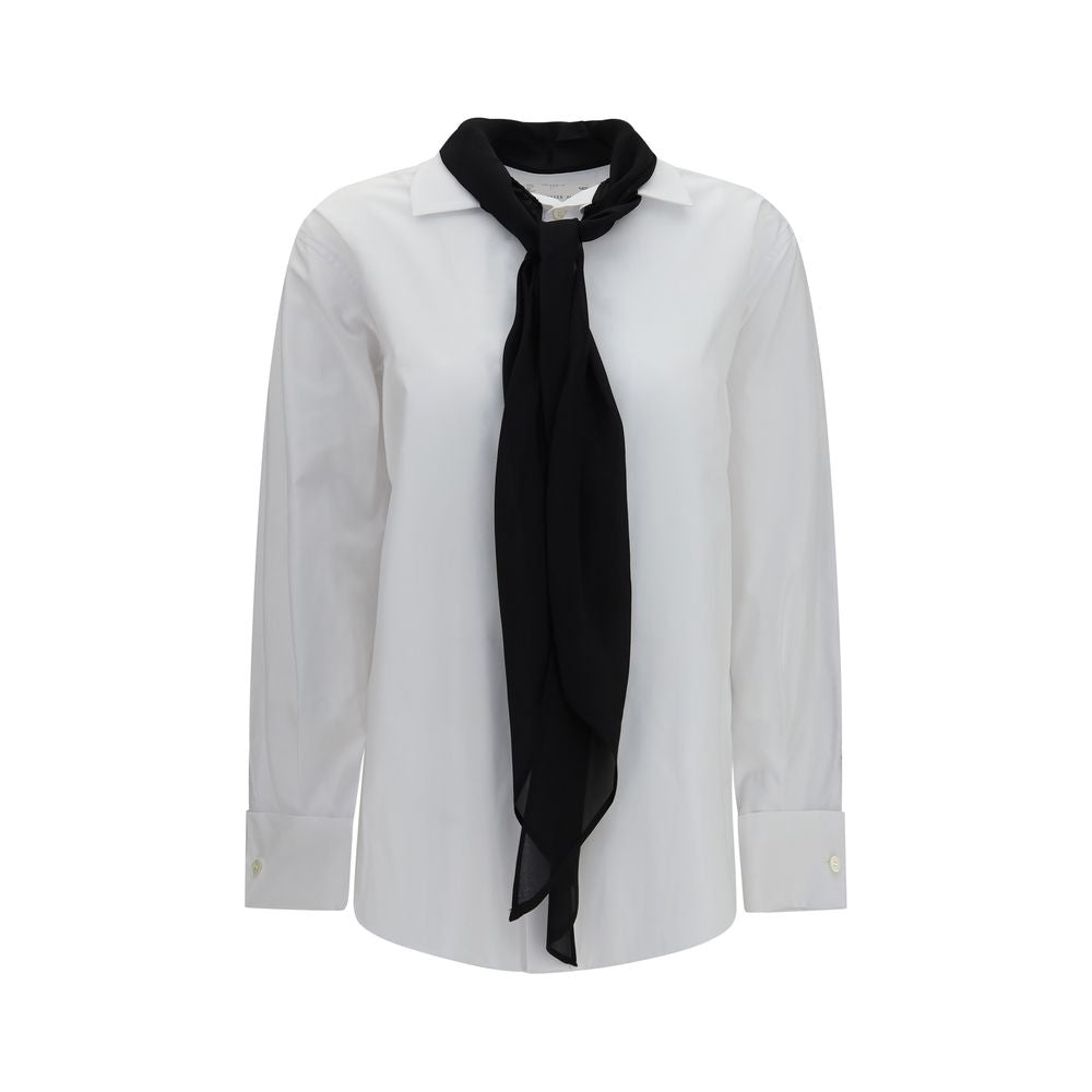 Integrated Scarf Detail Shirt — White