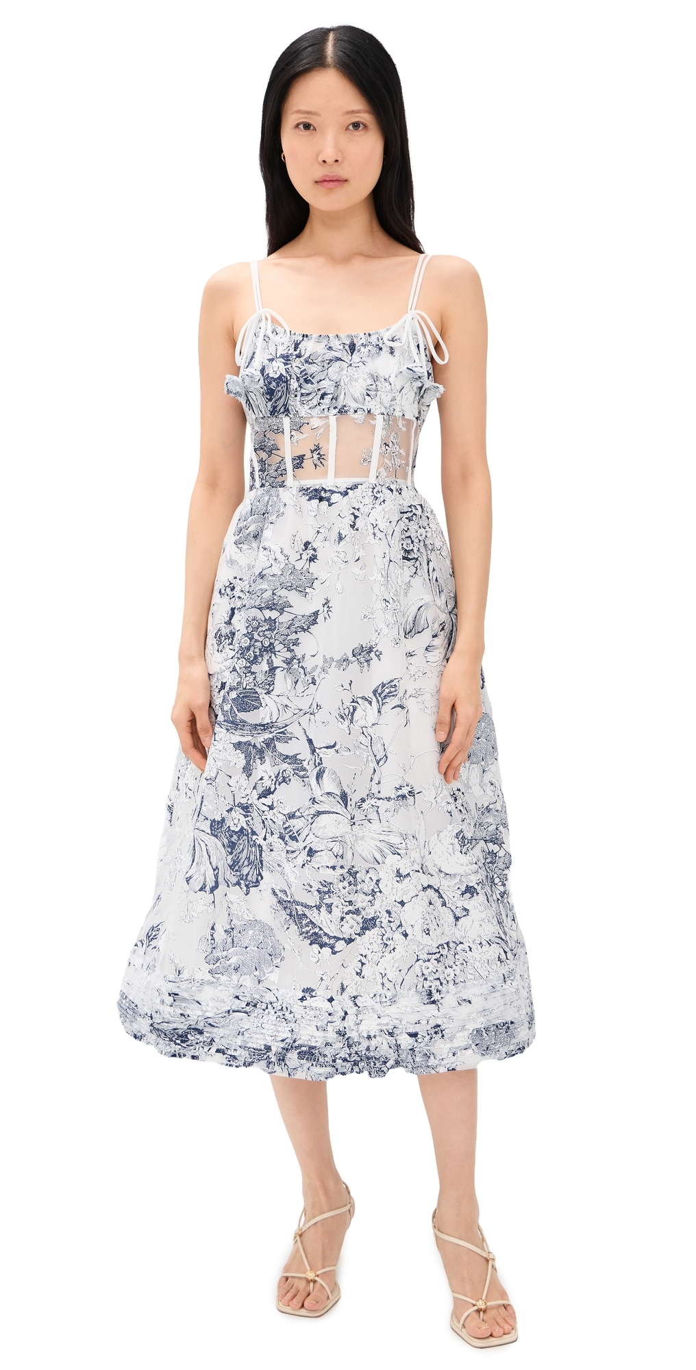 Cyrus Midi Dress White Navy