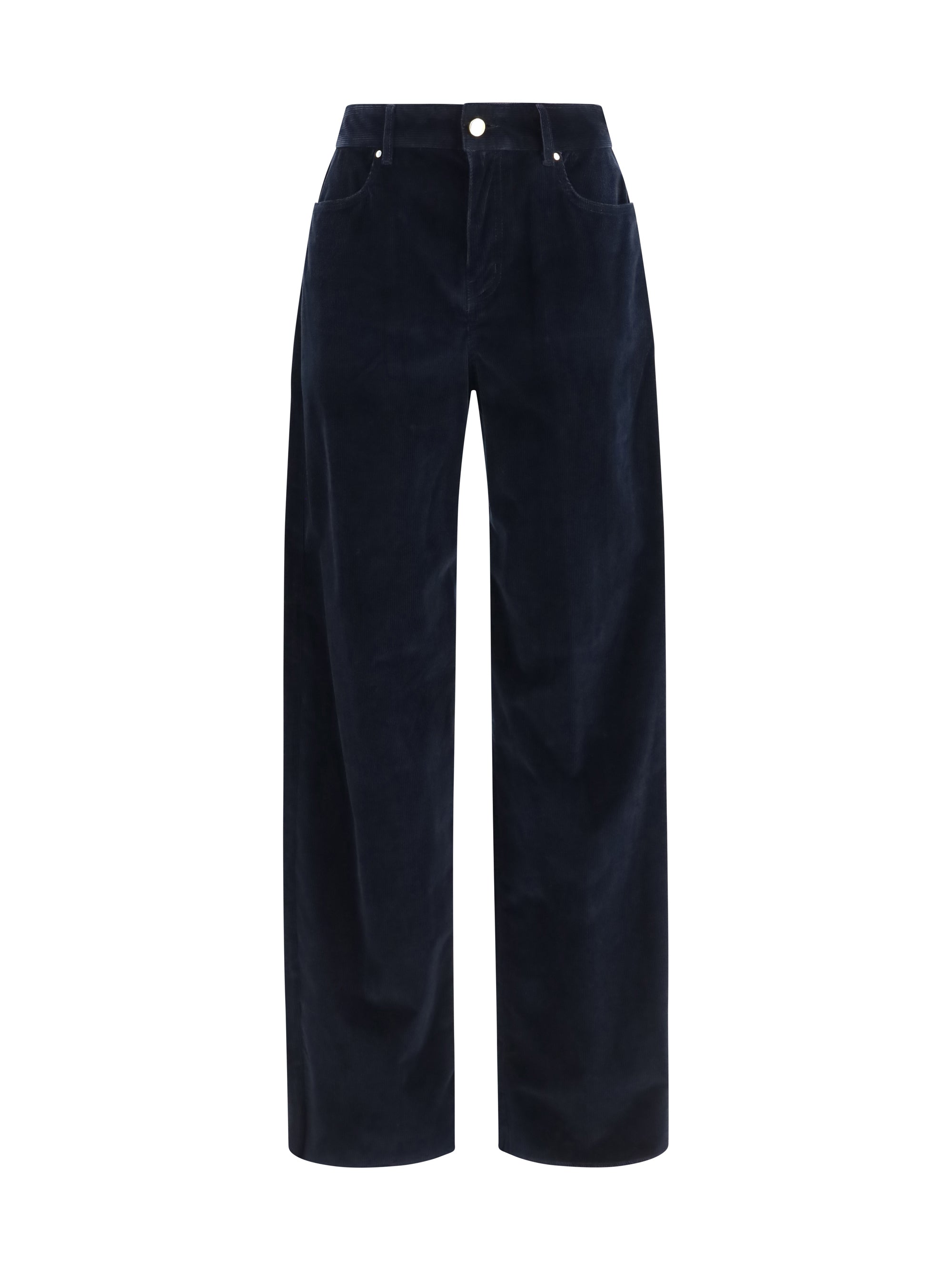 Corduroy Velvet Palazzo Trousers — Navy