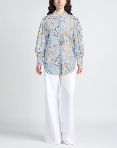 Herzensangelegenheit Woman Shirt Sky blue Size 6 Linen, Viscose