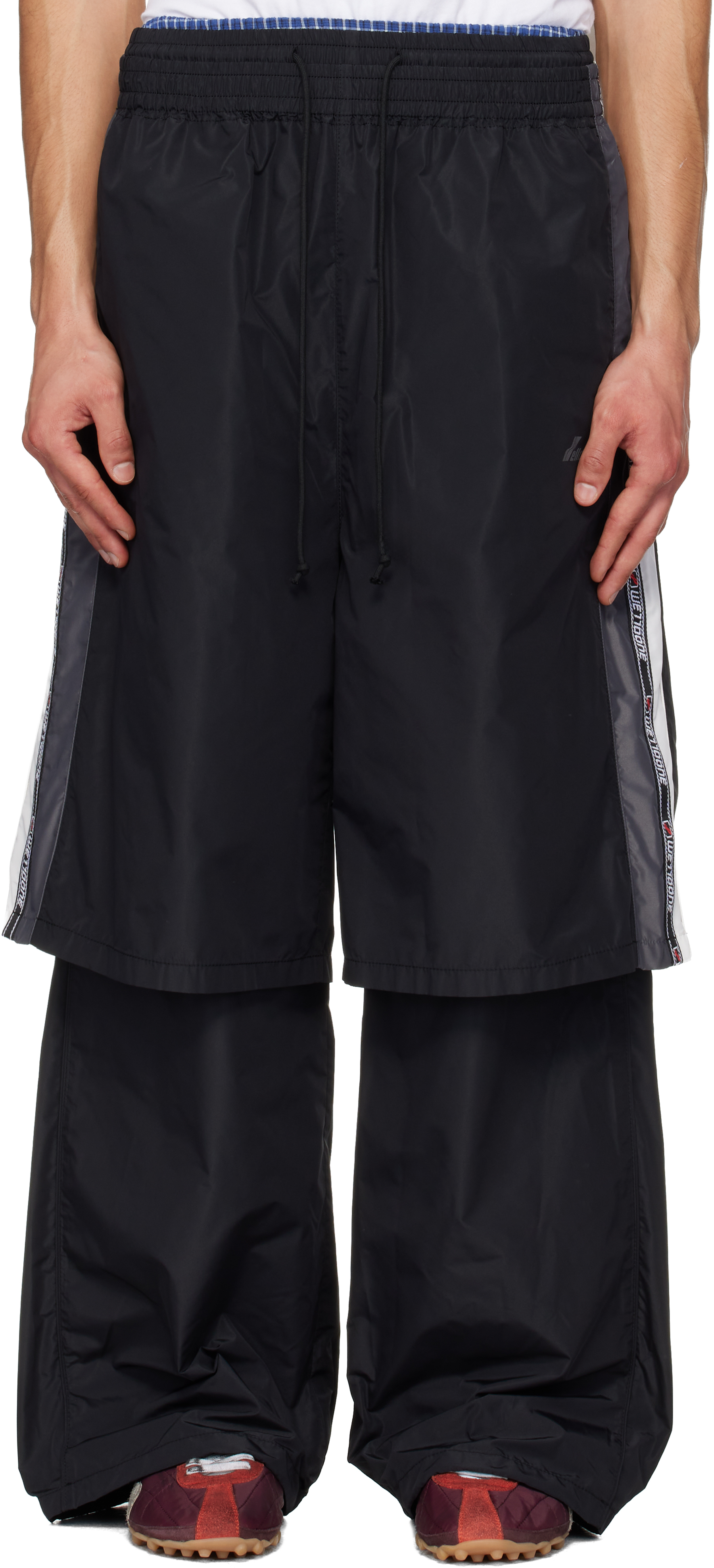 Black Triple Layered Track Pants