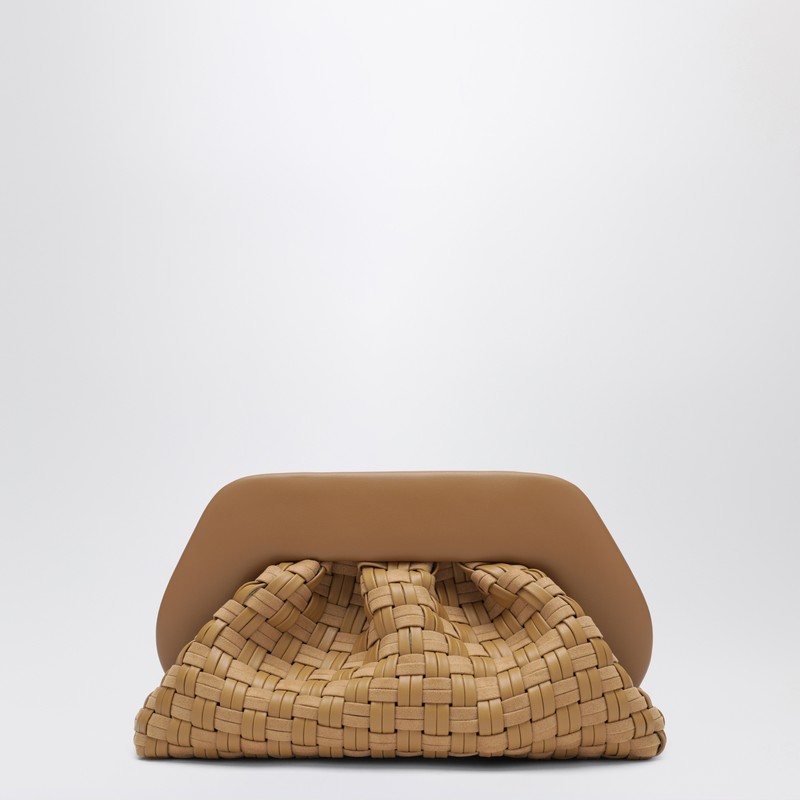 Woven clutch Tia in biscuit color