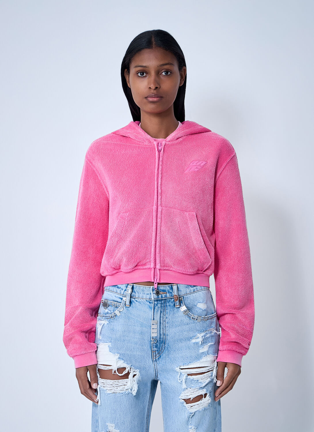 Logo Motif Zip-up Sweatshirt