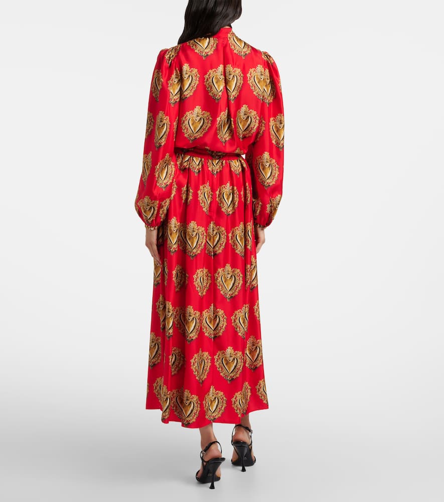 Printed silk satin maxi skirt