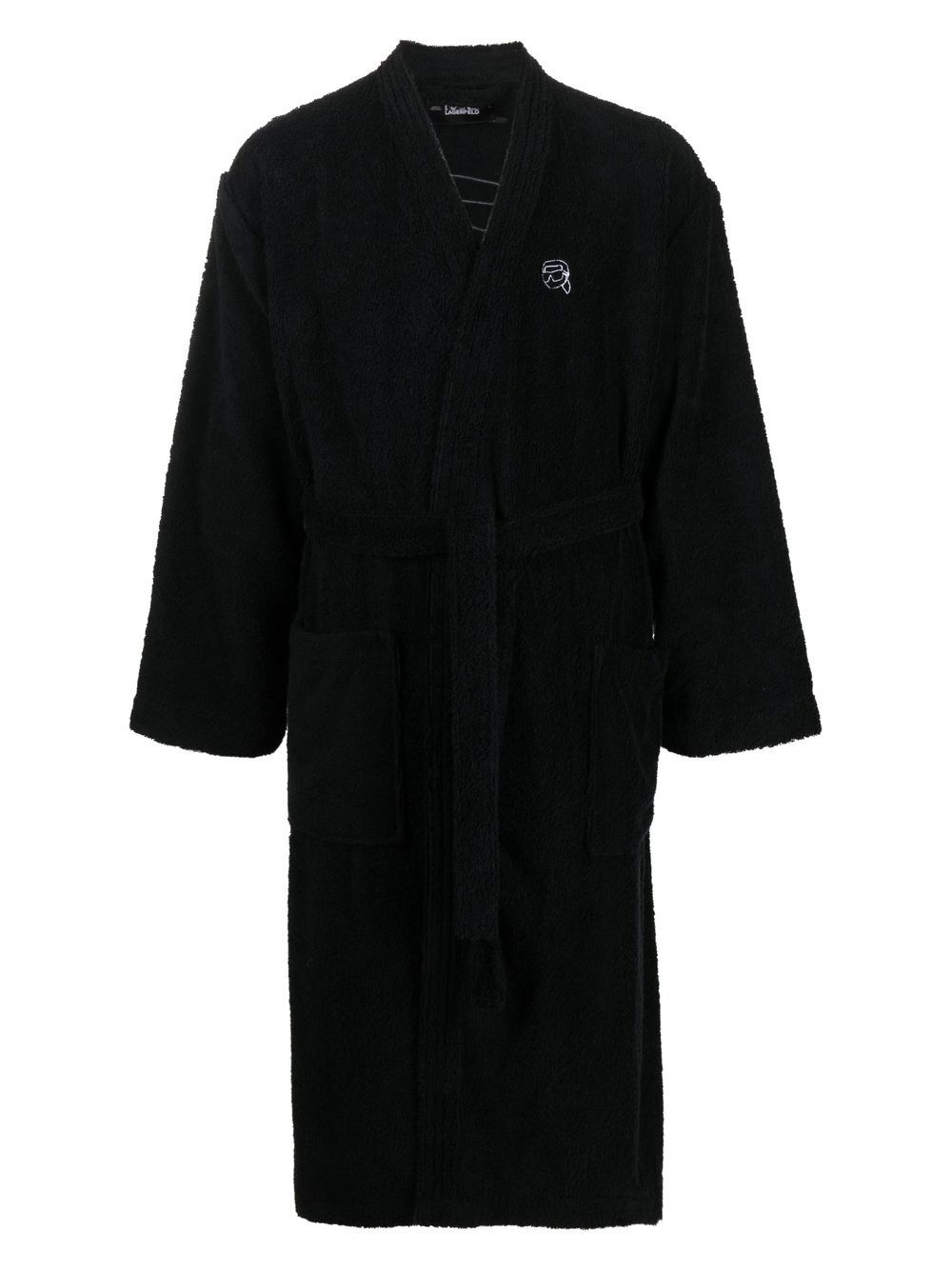 Ikonik 2.0 Karl-embroidered bath robe - Black
