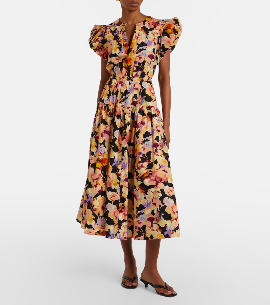 Marin floral cotton poplin midi dress