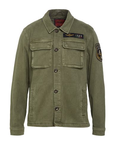 Man Jacket Military green Size 40 Cotton, Elastane