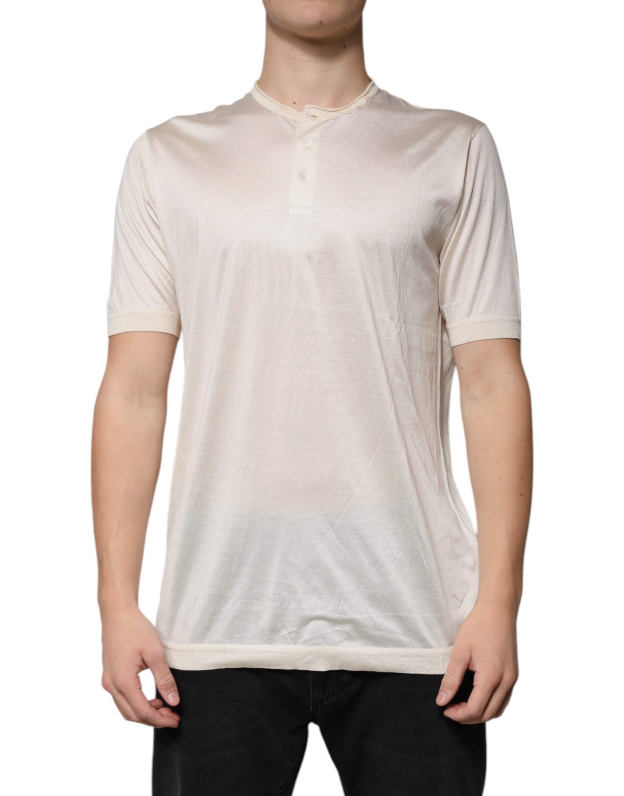 Silk Henley Shirt — White