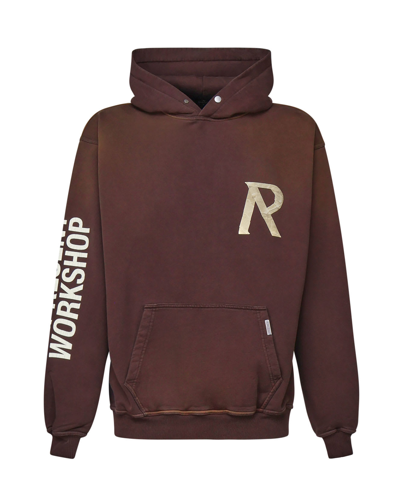 Tape-detail hoodie - Brown