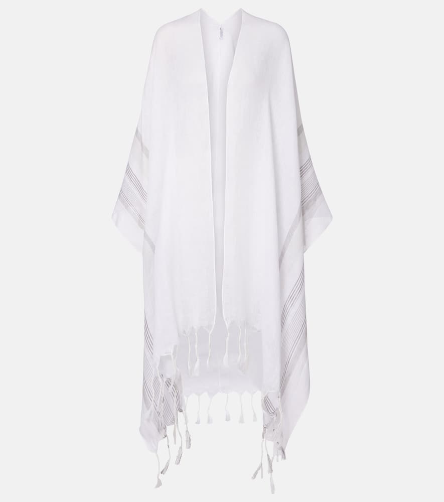 Fringed linen poncho