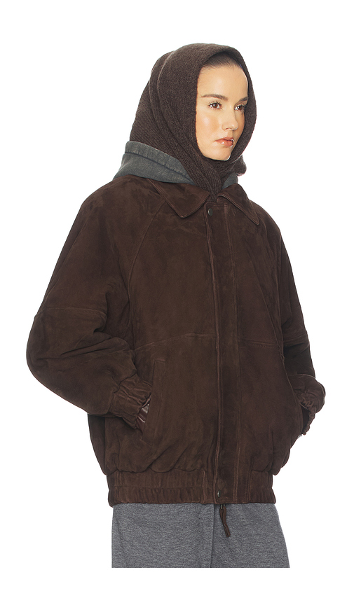 Helsa The Oversized Suede Bomber in Dark Brown - Brown. M also in XS, XXS, S