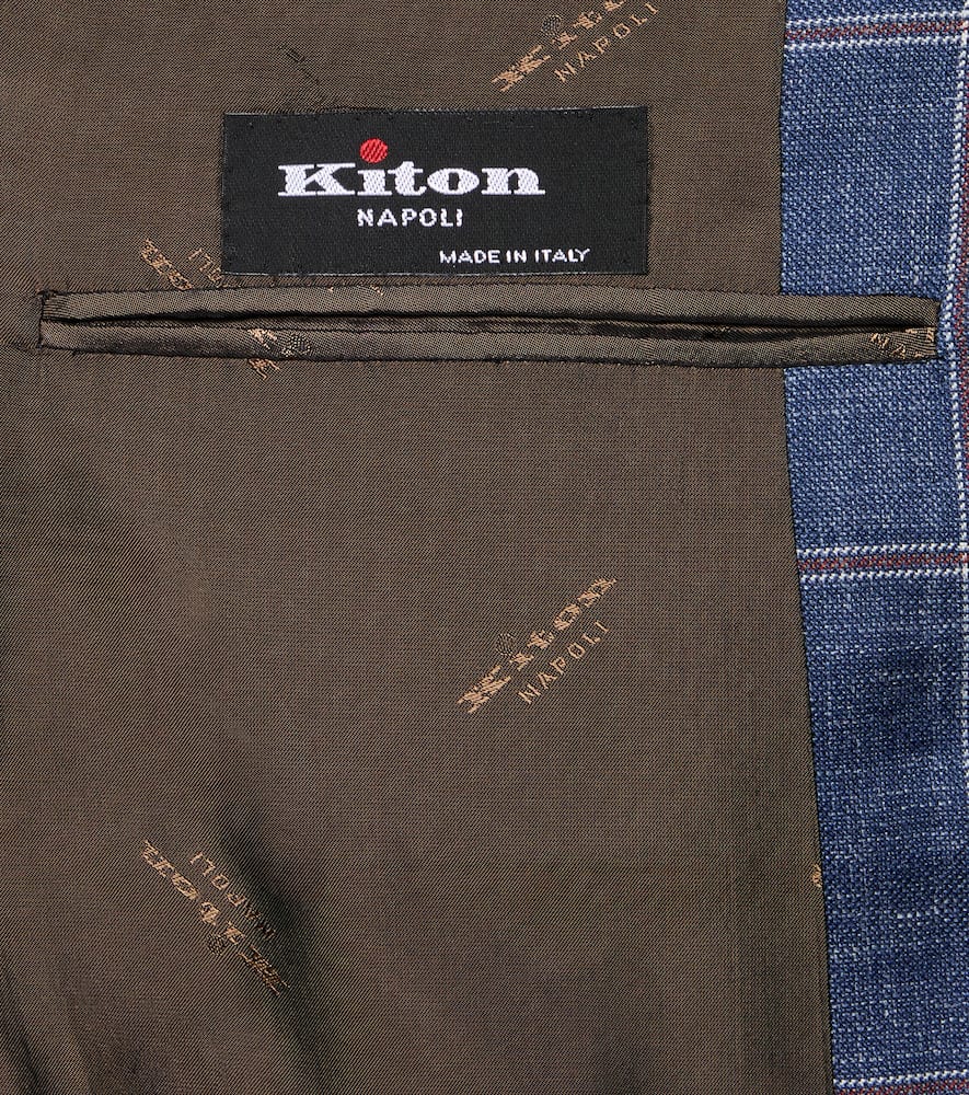 Checked cashmere, wool, silk, and linen blazer