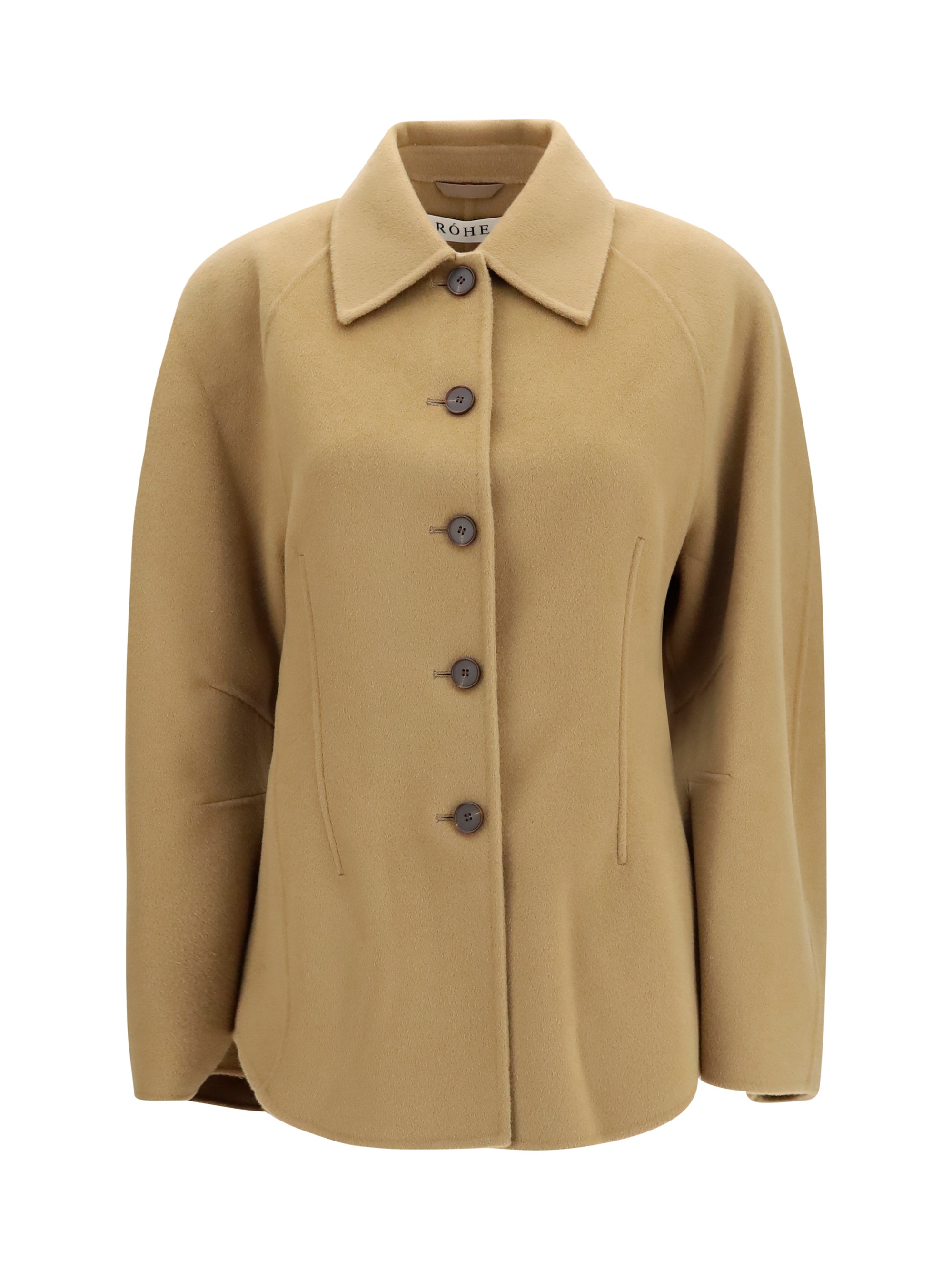 Sculptural Oversized-Sleeve Jacket — Camel