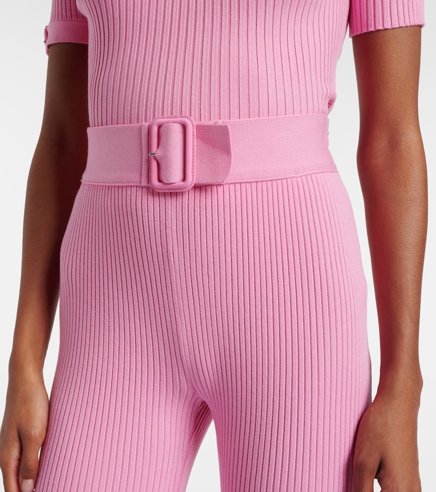 Courrèges Belted ribbed-knit capri pants
