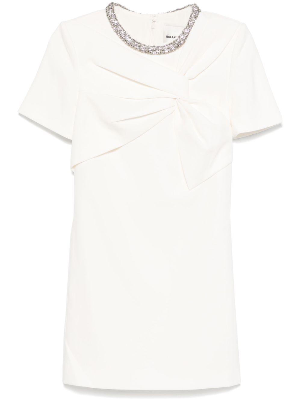 Embellished crepe mini dress - White