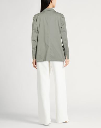 Woman Blazer Sage green Size L Cotton, Elastane