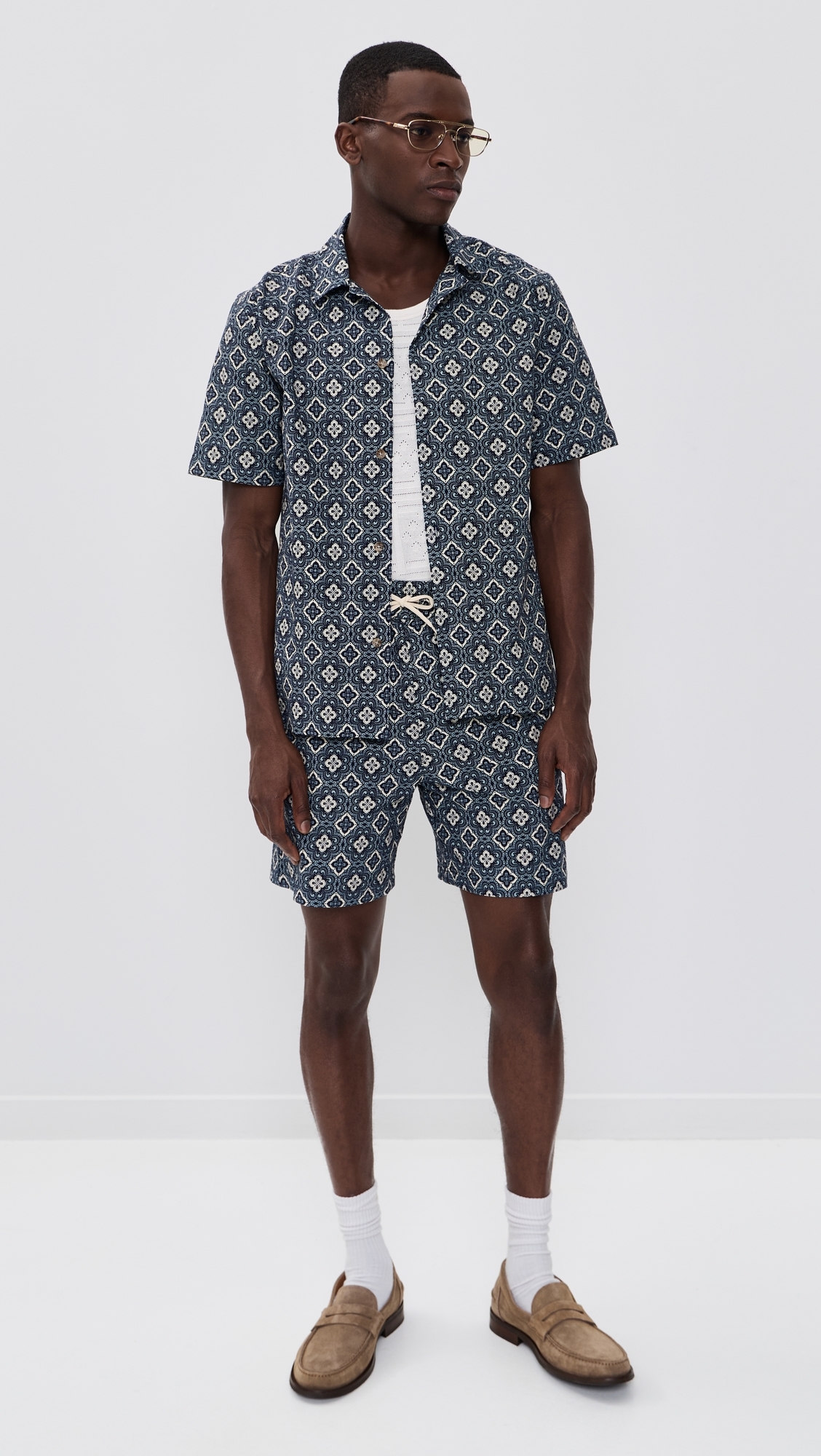 Harry Arabesque AOP Shorts 6.25 Blue Fog