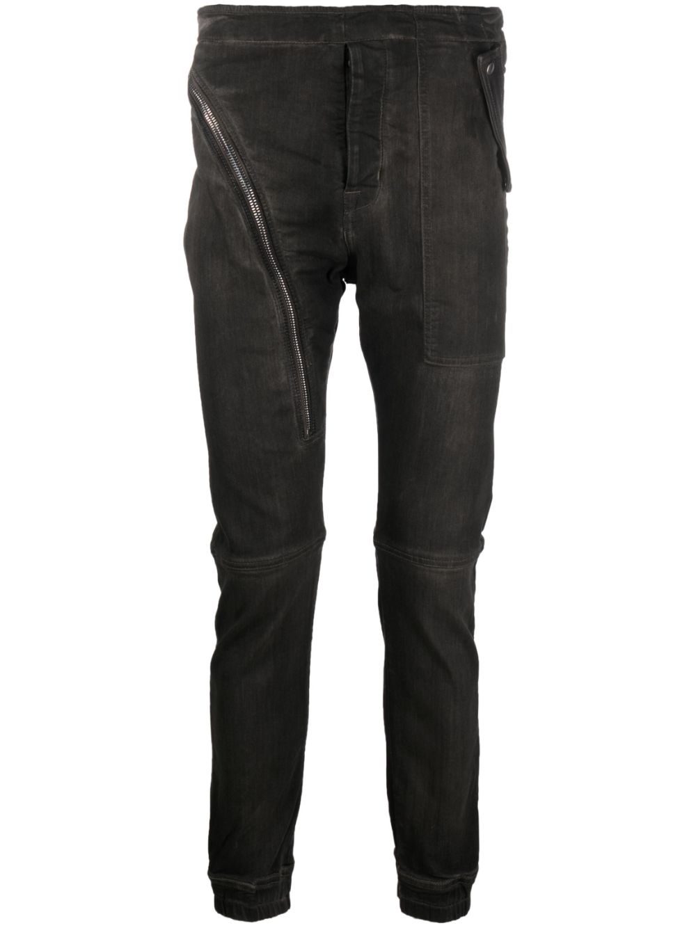 Zip-detail slim-fit jeans - Black