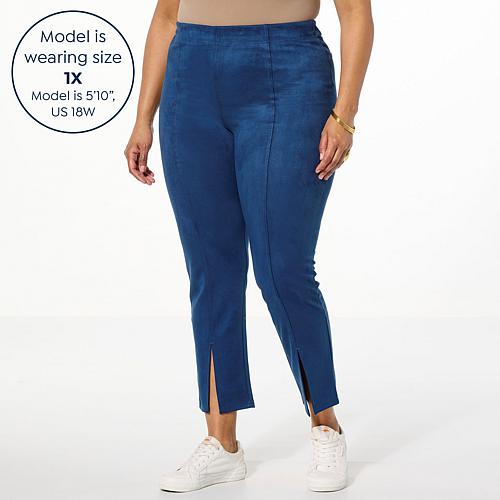 Faux Suede Straight Leg Legging - Brown