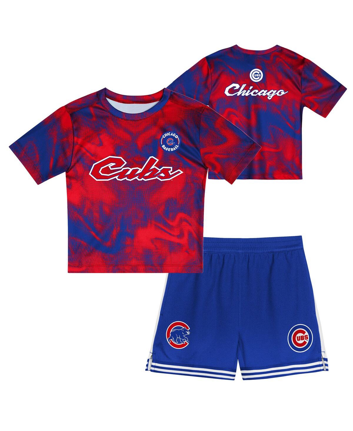 Toddler 2-Piece Red/Royal Chicago Cubs Pinch Hitter Infielder T-Shirt and Shorts Set - Red, Royal