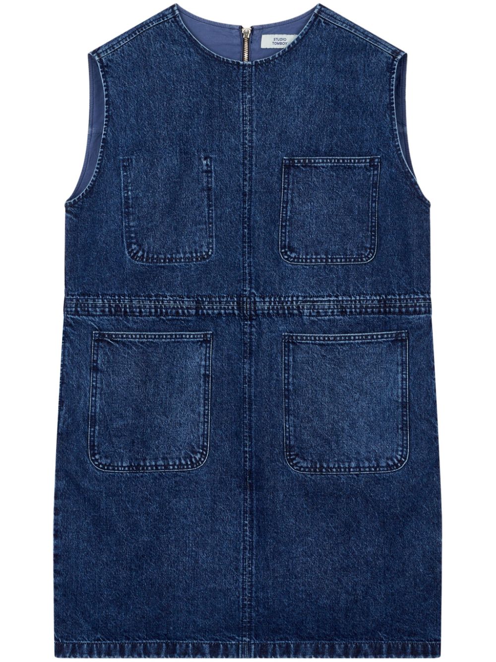 Sleeveless drawstring dress - Blue
