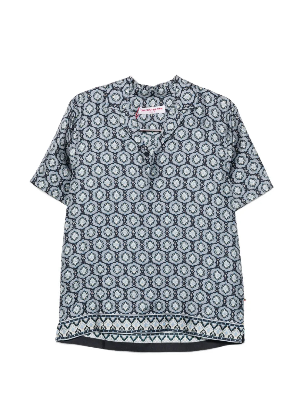 Geometric-Print Camp-Collar Shirt — Blue