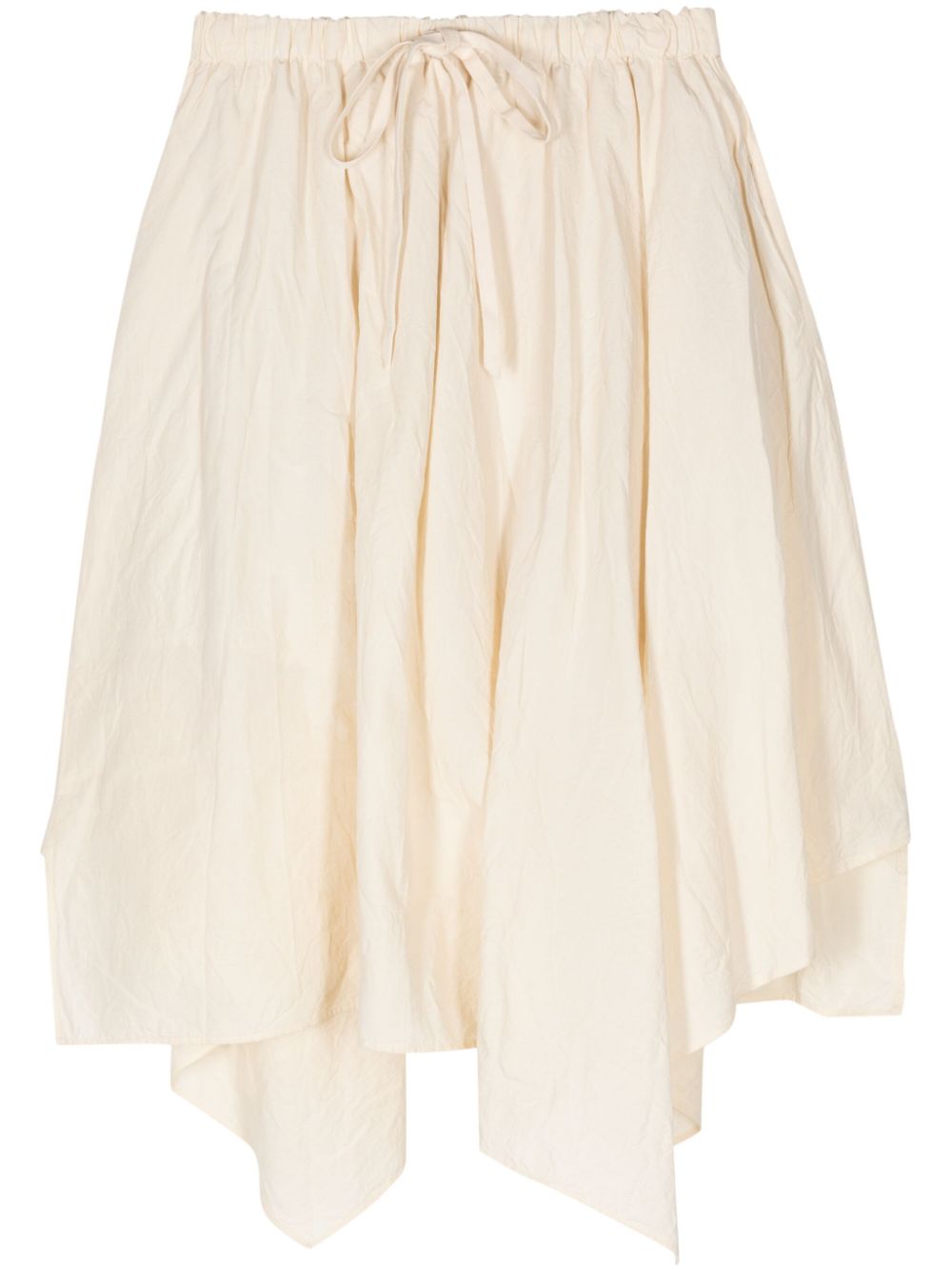 Drawstring-waist pleated skirt - White