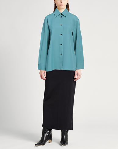Jil Sander Woman Shirt Turquoise Size 4 Wool