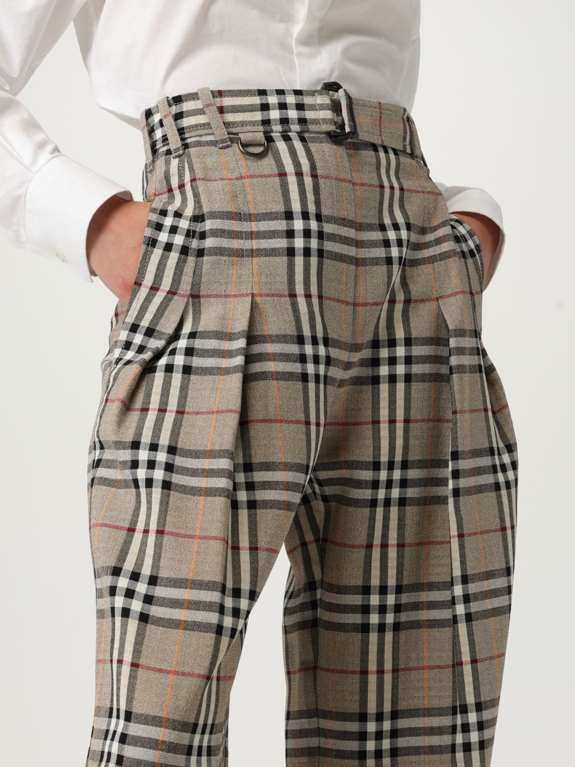 Checked belted trousers - Neutrals