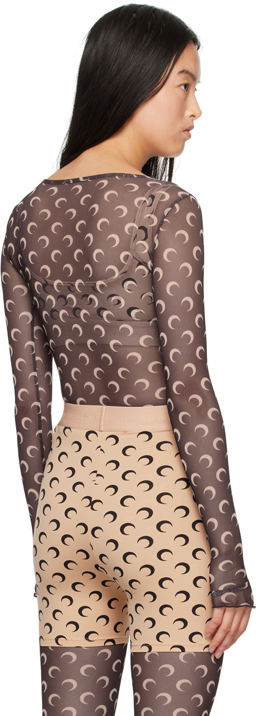 Marine Serre Brown All Over Moon Second Skin Long Sleeve T-Shirt