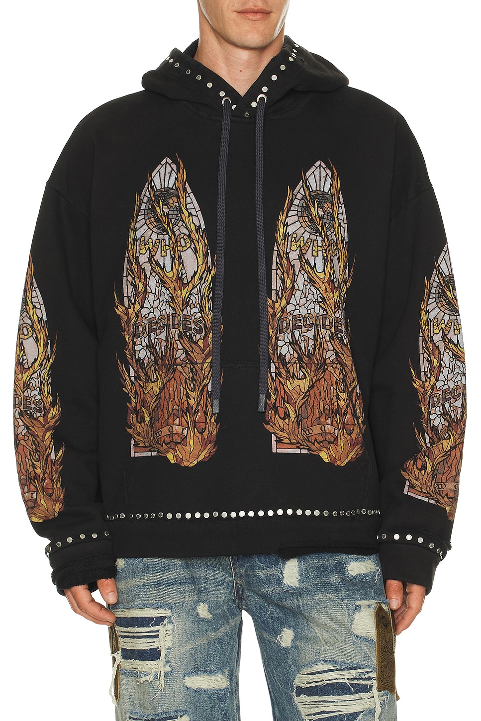 Who Decides War by Ev Bravado Hardware Hooded Pullover in Charcoa