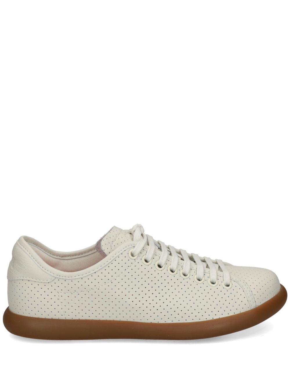 Perforated lace-up sneakers - White