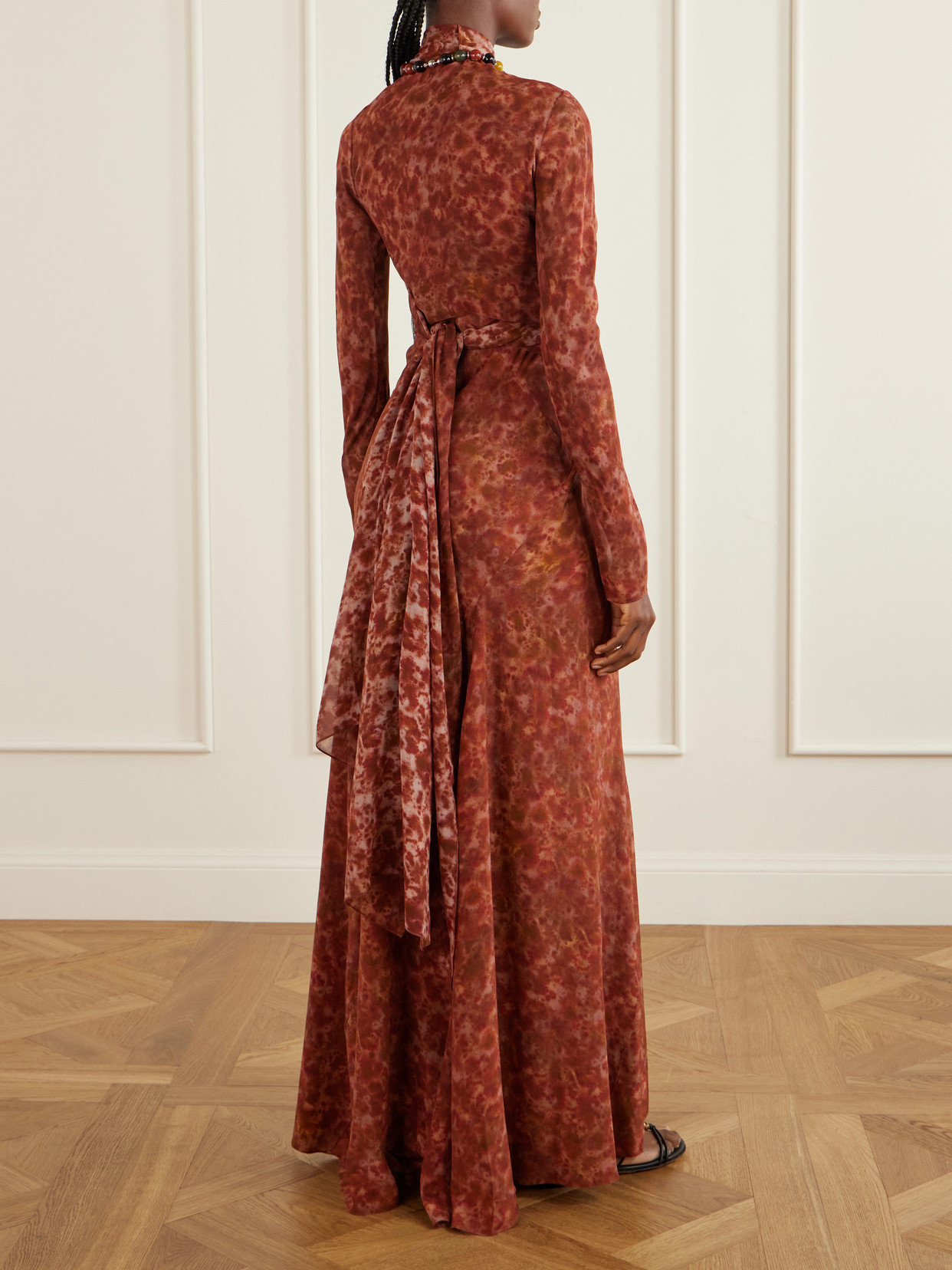 Meena Printed Silk-crepon Jacket - Orange