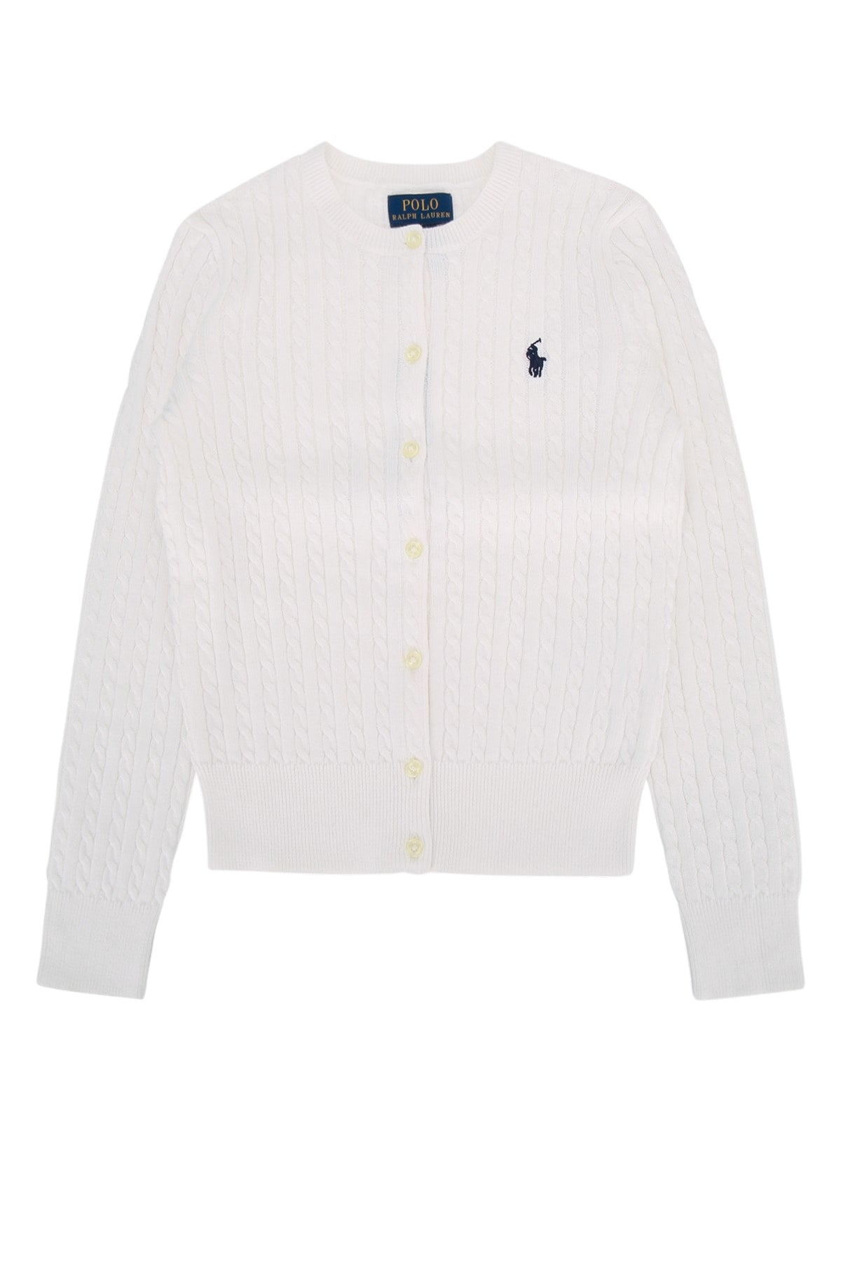 Cable-Knit Cotton Cardigan — White