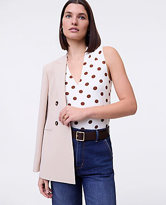 Ann Taylor Dotted Sleeveless V-Neck Top