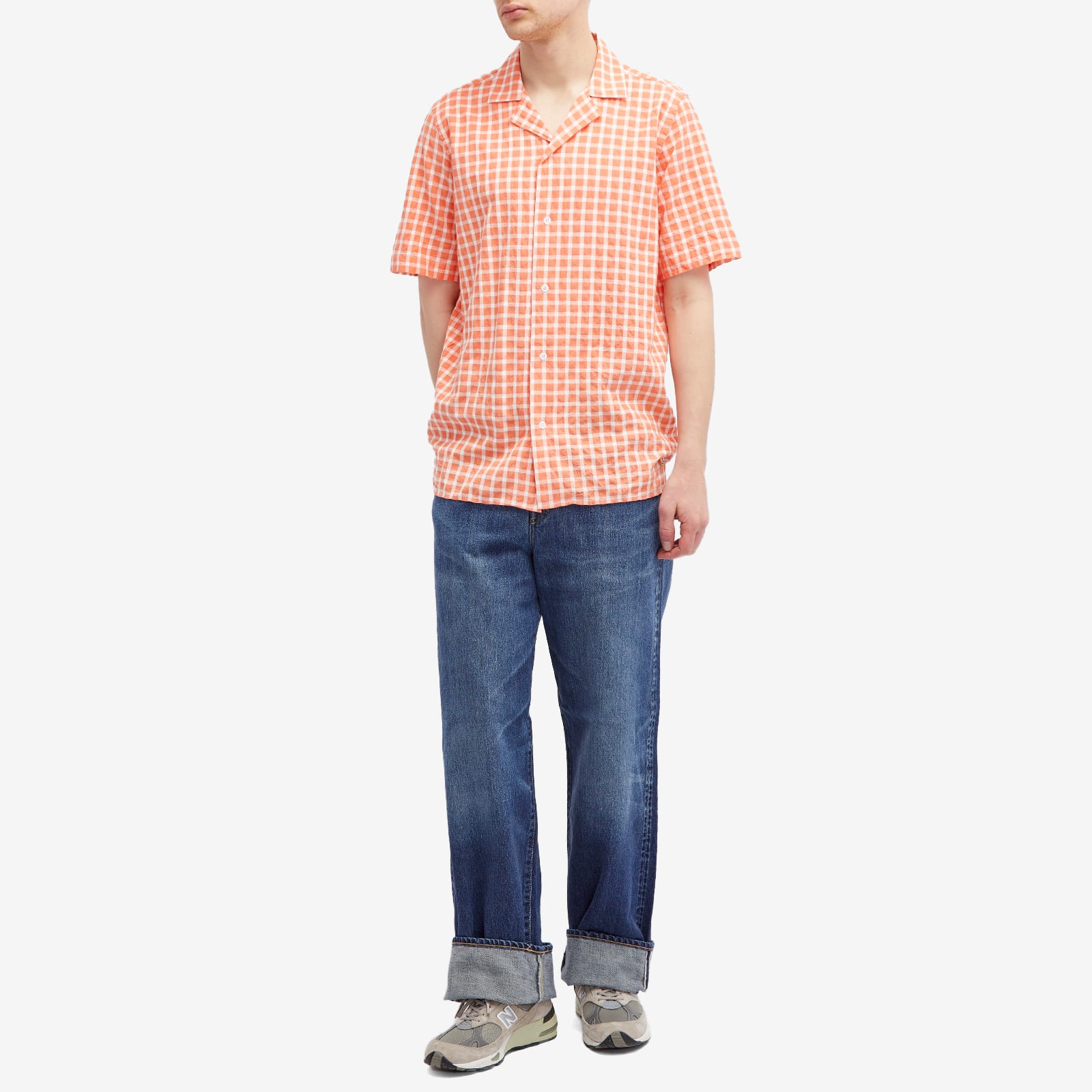 Armor-Lux Men's Check Vacation Shirt in Coral