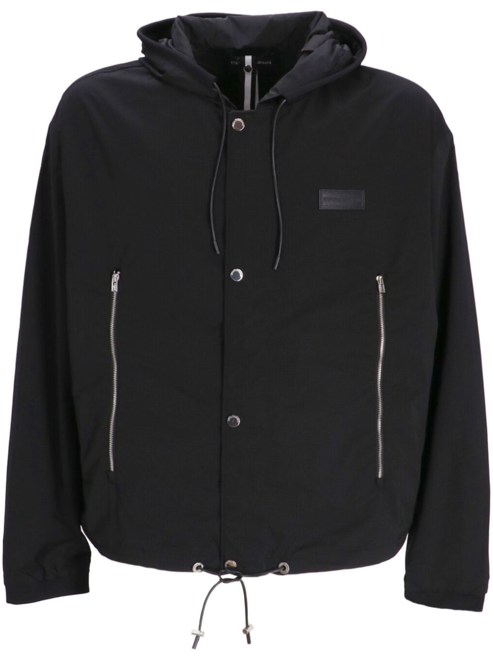 Logo-patch hooded jacket - Black