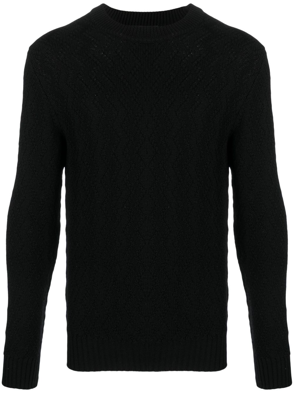 Crew-neck virgin wool jumper - Black